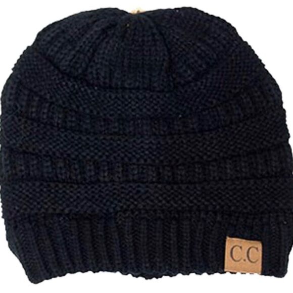 CC PacificPlex Slouchy Cable Knit Beanie Skully Hat for Women black - Picture 1 of 5